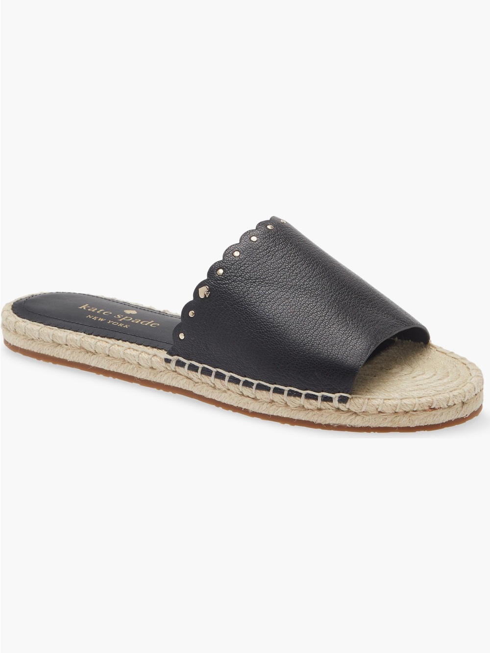 Kate Spade NWT Gabriela espadrille slide sandals black faux leather